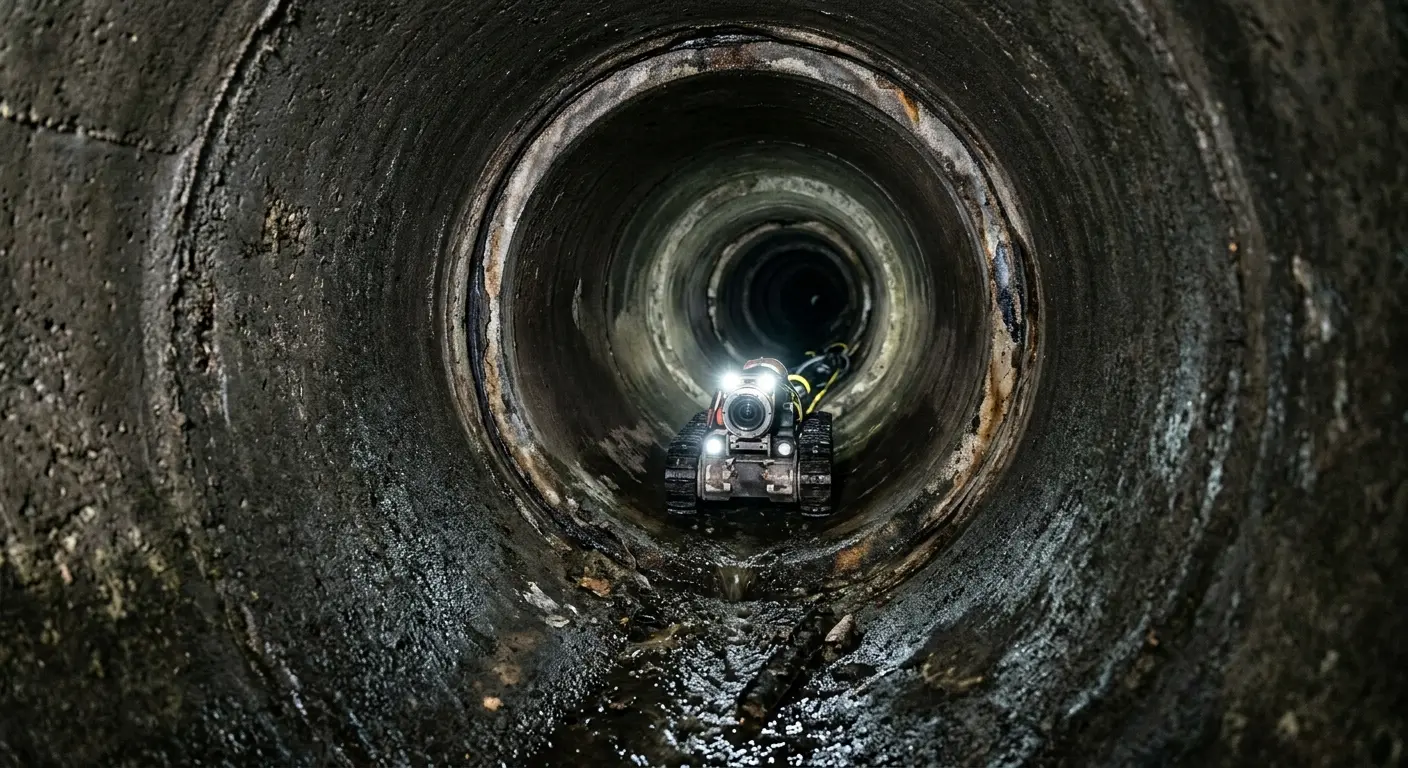 Robotic sewer camera inspecting pipe interior for Sewer Line Repair in Grenada
